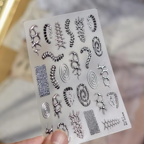 Gothic Nail Art Stickers 5D Embossed Metal Decals - Self Adhesive Bone Designs