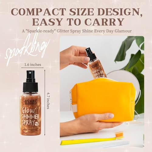 Dark Brown Body Glitter Spray - Sparkly Long-Lasting Body & Face Shimmer for Women - 2.6 Fl Oz