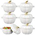 White Pumpkin Ceramic Soup Bowls Set - 6 Pcs 15 oz Halloween Kitchen Tableware