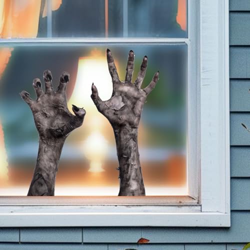 Halloween Ghost Hand Window Decals - Reusable 3D Horror Wall Stickers