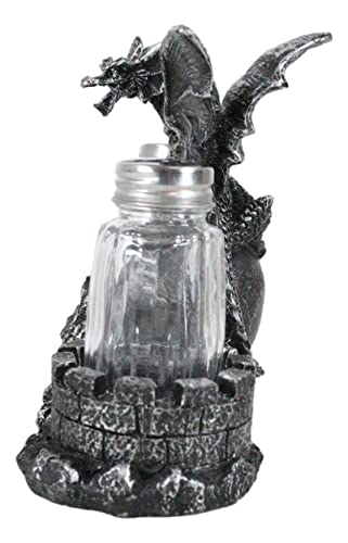 Gothic Dragon Salt and Pepper Shaker Set with Skull and Castle Decor