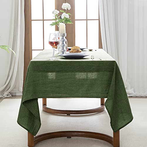 Everly 100% Linen Rectangle Tablecloth 60x120 Inches Green for Dining & Events