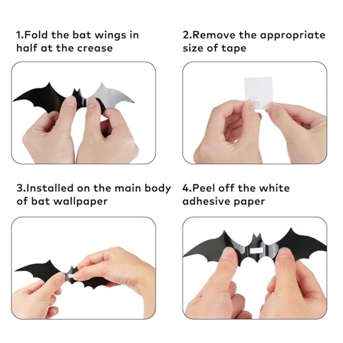 Halloween Bat Wall Stickers Set - 120 PVC Removable Indoor Outdoor Decor