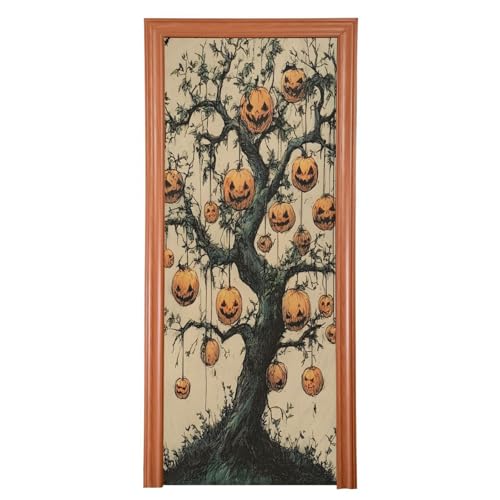 Halloween Door Cover Pumpkin Tree Banner Decoration - Variation 3
