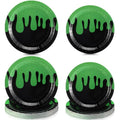 Halloween Ghost Paper Plates Set - Green & Black Party Dinnerware, 48 Pieces