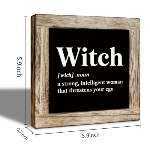 Halloween Witch Definition Wooden Sign - Farmhouse Fall Decor, 5.9x5.9 Inches - Halloween 11 Variation