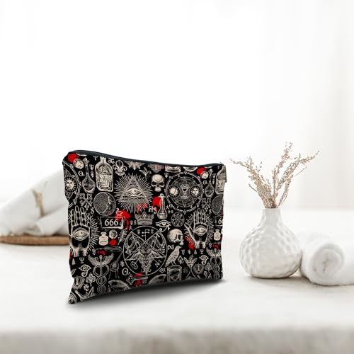 Gothic Black Makeup Bag - Small Cosmetic Organizer for Women, Halloween Gift
