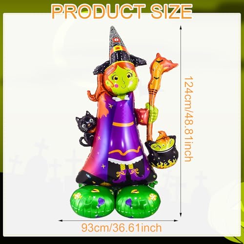 Halloween Witch Balloon - 49 Inch Self-Standing Foil Mylar Decoration - Witch Variation
