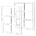 White Rustic Wood Window Frame Wall Decor - 18x22 Inch, 6 Pane - Weathered Finish