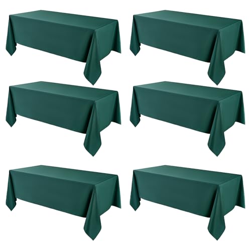 Green Rectangle Tablecloth for 6ft & 8ft Tables - 6 Pack 90x132 Inches