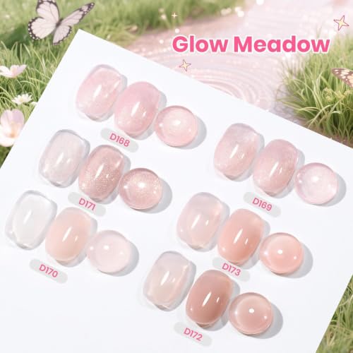 Glow Meadow Beetles Builder Gel Nail Kit - 6 Colors for DIY Nails - Variation A