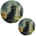 Halloween Cat Potholder and Trivet Set - Woven Cotton Hot Pot Coasters for Cooking Baking