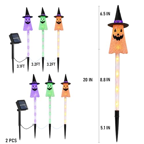 Solar Ghost Pathway Lights Set - Waterproof Halloween Stake Lights for Garden & Yard Decor