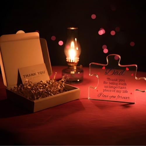 Personalized Dad Puzzle Keepsake Gift - Acrylic Heartfelt Dad Appreciation Gift for Father's Day or Birthday