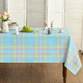 Easter Tablecloth 52 x 70 Inch Rectangular Blue Buffalo Plaid - Durable Polyester