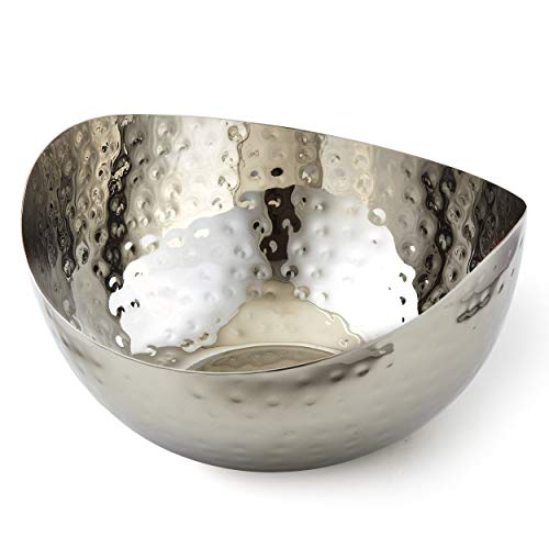 Hammered Stainless Steel Wave Candy Dish Catch All Bowl 6x6 Inches Silver