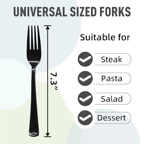 Disposable Black Plastic Forks Set - Heavy Duty Cutlery for Parties & Events
