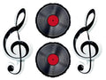 Vinyl Record & Treble Clef Balloons Set - Retro Music Party Decorations