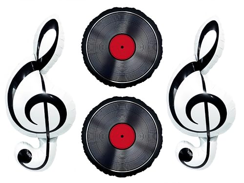 Vinyl Record & Treble Clef Balloons Set - Retro Music Party Decorations
