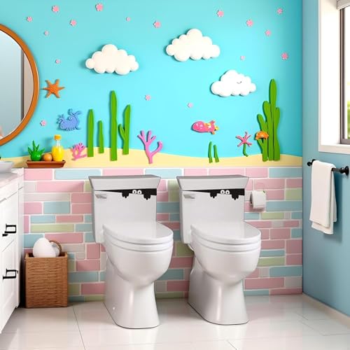 2Pcs Black 3D Toilet Monster Wall Decals - Funny Bathroom Seat Decor
