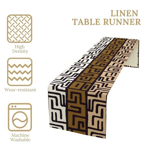 African Mudcloth Table Runner - Ethnic Geometric Boho Decor 13x36 Inch - Variation of THIS listing