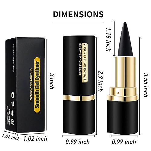 Black Gel Eyeliner Pencil - Waterproof Matte Eye Makeup Set with Eyeliner & Eyebrow Tips - 1 Pack