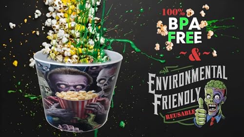 Popcorn Bowls Set for Movie Night Halloween Party - 4 Reusable Plastic Snacks
