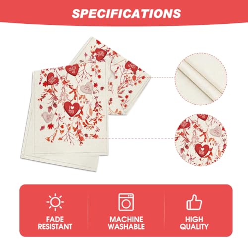 Valentine's Table Runner 13x48 Inch Wild Flowers Leaves Romantic Decor for Home Party