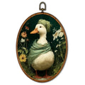 Bathroom Goose Wall Art Decor - Retro Dark Green Botanical Canvas Frame