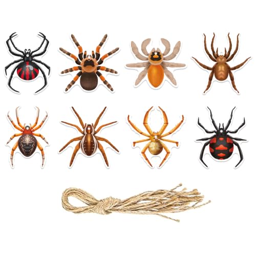Halloween Spider Hanging Ornaments Set - Creepy Wall Door Tree Decor - 24 Pcs