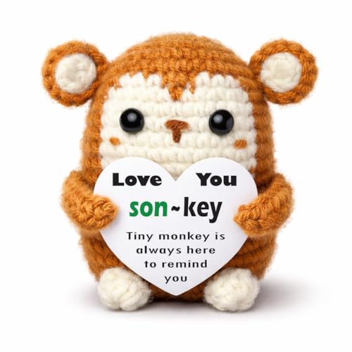 Mini Crochet Monkey Gift for Son - Handmade Animal Desktop Decor, Graduation & Birthday Gift