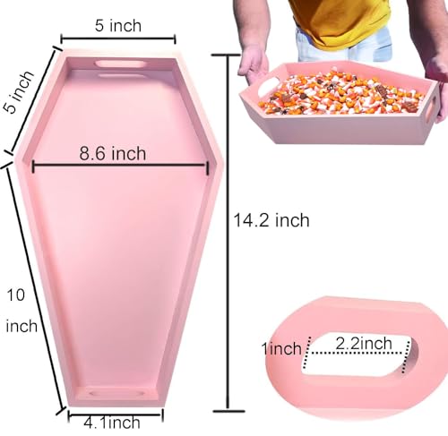 Pink Halloween Coffin Charcuterie Board Tray - Gothic Girly Decor 14.2"