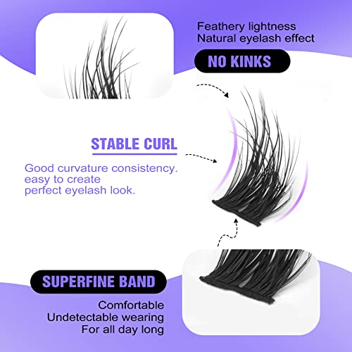 Flat Cluster Eyelash Extensions 3D Wispy Faux Mink Lashes - C Soft 40 Pack