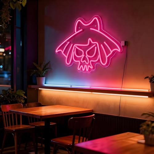 Pink Skull Neon Sign Light Up Letters - CG15 Halloween Party Wall Decor LED Sign