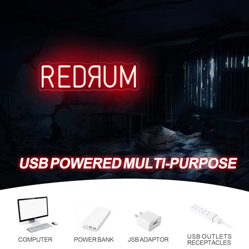 Redrum Neon Sign Horror LED Wall Light Creepy Gothic Room Decor - Variation