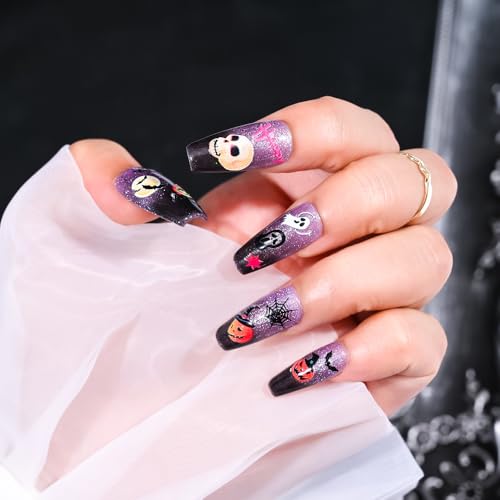 Halloween Nail Stickers Set - 30 Sheets Pumpkin Ghost & Spiders for DIY Manicure