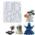Halloween Silicone Mold for Cake Decorations Ghost Skull Bat Shapes 5 Cavities