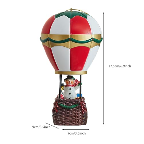 Christmas Snowmen Hot Air Balloon Ornament with LED Light - Festive Holiday Decor