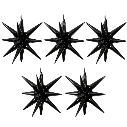 Black 27 Inch Star Balloon - Large Foil Starburst Party Decoration - Reusable
