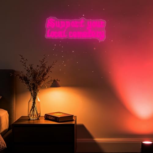 Support Your Local Cemetery Neon Sign Pink Dimmable Gothic Wall Decor for Room Bar Man Cave Halloween