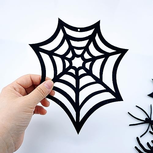 Halloween Hanging Spider Decorations Set - Felt Webs & Spiders for DIY Party Decor