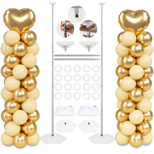 2 Pack Balloon Column Stand Kit with Reusable Metal Telescopic Poles - Stable DIY Party Decoration