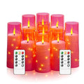 Pink Flameless LED Candles with Timer - 9 Pc Flickering Battery Operated Decor
