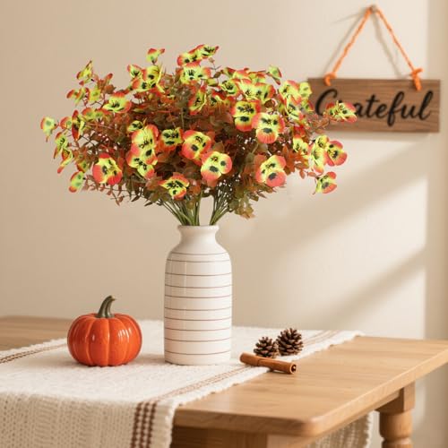 Artificial Fall Flowers for Decoration - 20 Bundles Faux Autumn Mums Outdoor UV-Resistant Plants
