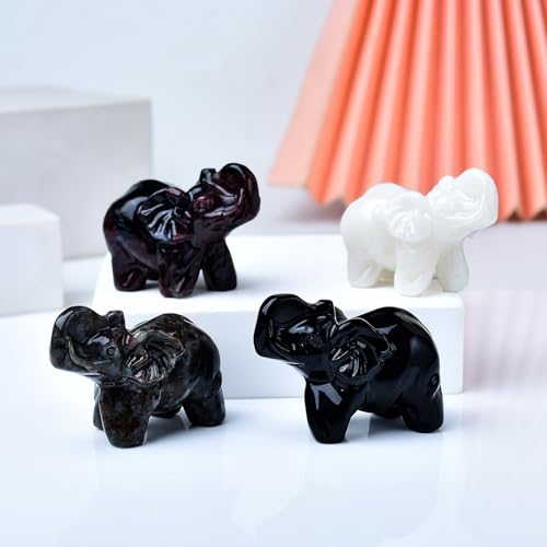 Garnet Crystal Elephant Statue - Healing Gemstone Figurine for Meditation & Decor - 2 Inch - Lucky Guardian Gift