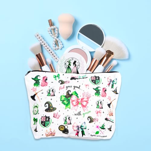 Witch Makeup Bag Set with Mirror - Elphaba and Glinda Themed Cosmetic Organizer for Women