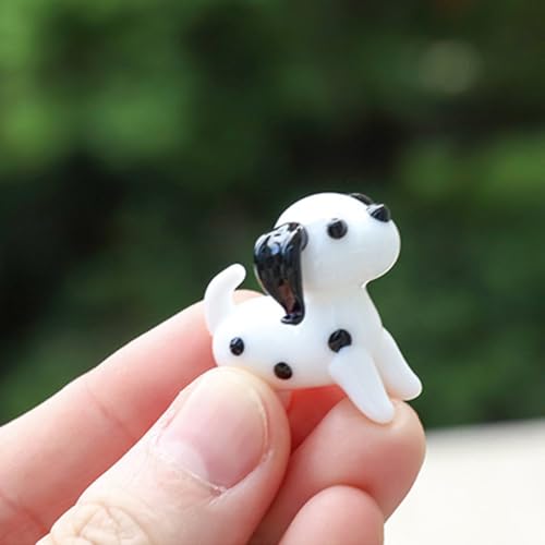 Set of 3 Hand Blown Glass Dog Figurines Tiny Animal Decor Gift