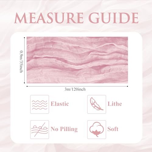 12-Pack Blushing Pink Cheesecloth Table Runners - 10FT Boho Rustic Linen