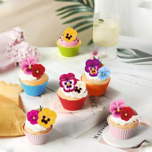 Edible Flower Cupcake Toppers 64 Pack for Hawaiian & Wedding Themes - Variation 15