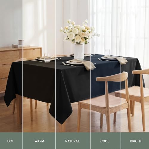Black Rectangle Waterproof Tablecloth 60x84 Inch - Wrinkle-Free Washable Polyester